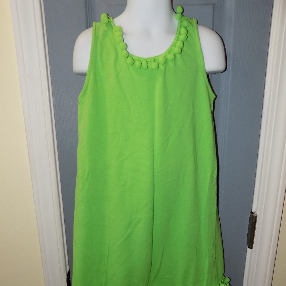 CHASING FIREFLIES GREEN SLEEVELESS POP-POM DRESS